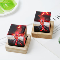 2024 nouveau Design Unique à la main 3D résine volcan artisanat cadeaux lampe de Table USB alimentation rouge Led époxy bois Base veilleuse