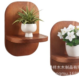 Support mural en bois pour fleurs, forme ovale, couleur bois naturel, étagère de rangement pour la décoration de la maison - Product Image 5