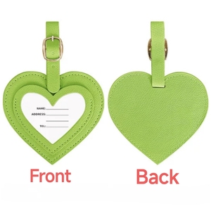 Étiquette d'identification de bagage en forme de cœur avec carte nominative et d'adresse, logo personnalisé, vente en gros, étiquette de bagage en cuir anti-perte pour valise à roulettes, étiquette d'identification - Product Image 5