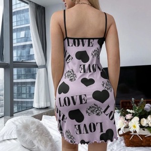 Camisola sexy sin espalda, estilo europeo y americano, para verano, con estampado de corazones y dibujos animados, linda, para dormir. - Product Image 4