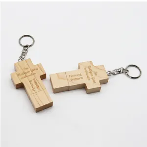 Cross Wood stik memori USB dari kayu, Flash Drive 2.0 3.0 memori kunci ramah lingkungan USB 128MB 32GB 128GB