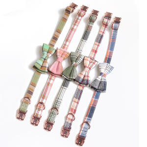 레트로 로즈 골드 활 개 목걸이 리본 장식과 새로운 영국 격자 무늬 전체 금속 폴리 에스테르 칼라 - Product Image 3