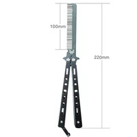 LOGO personnalisé outil de barbier pratique de la coiffure peigne de poche papillon couteau formateur peigne pliant Balisong peigne couteau pour hommes
