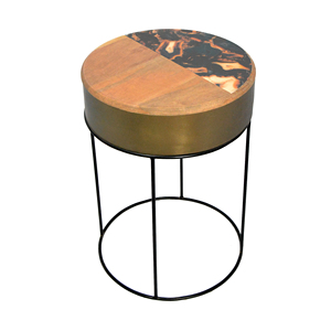 Modern Design <b>Round</b> Wood Board Coffee <b>Table</b> with Metal Frame Unique <b>Side</b> <b>Table</b> for Home Use living room - Product Image 1