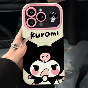 Casing ponsel kartun Kuromi untuk Apple, casing lembut tahan guncangan Premium untuk ponsel Apple 15 14 13 12 11 baru