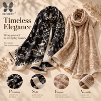 Châle Peppy Floral pour Femme, Écharpe Jacquard Tissée à Franges, Douce, Lisse et Chaude, Idéale pour l'Automne, le Bureau ou les Occasions Décontractées, Vente en Gros, Cadeau