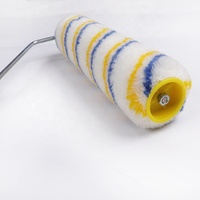 Cepillo de rodillo de poliéster con mango de plástico amarillo de grado Industrial DIY MAXMAN para aplicación de pintura de pared doméstica