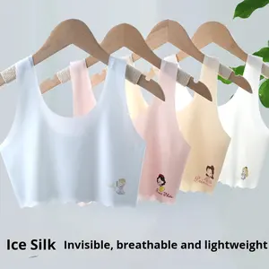 Sujetador sin costuras <span class=keywords><strong>de</strong></span> seda helada con estampado <span class=keywords><strong>de</strong></span> dibujos animados para adolescentes en <span class=keywords><strong>la</strong></span> <span class=keywords><strong>pubertad</strong></span>, transpirable y sin aros, para niñas <span class=keywords><strong>de</strong></span> 9 a 16 años - Product Image 2