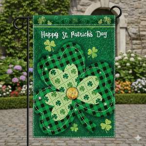 Party <strong>Decoration</strong>-<strong>St</strong>. <strong>Patrick's</strong> <strong>Day</strong> Garden Flag Spring Garden Festival Party Decorates Irish Clover Garden Flags - Product Image 1