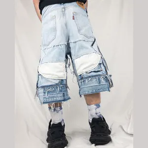 DiZNEW Custom Men's Street Wear Carpenter Shorts Stylish Baggy Men's Work Half Pants Baggy Carpenter Denim Denim Shorts