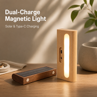 Lampu Dinding Sensor Gerak Tenaga Surya Kayu LED Lampu Malam Otomatis Menyala Saat Gelap Hingga Fajar Pemasangan Magnetik Tanpa Kabel Dekorasi Dalam Ruangan Grosir