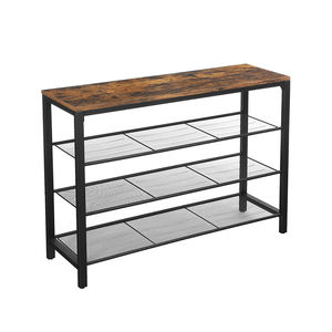 Nouveau <span class=keywords><strong>couloir</strong></span> multicouche 4 rangées de présentoir à chaussures en bois en treillis métallique pour salon - Product Image 3