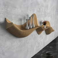 Estante de Pared de Madera Sostenible con Color Degradado Personalizado, Arte Folclórico Moderno, Adornos Colgantes para Pared, Uso en Sala de Estar y Hoteles ML