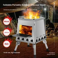 Vente en gros T-220 Luling poêle à bois BBQ pliable et portable en acier inoxydable pour le camping en plein air et la voiture toutes saisons en stock