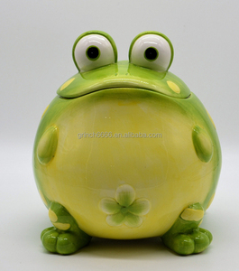 2025 gốm ếch Cookie Jar món quà hiện đại trắng gốm Cookie lưu trữ Jar động vật tượng Bảng trang trí nhà - Product Image 4