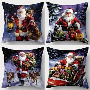 Nouveautés 4 pièces père noël bonhomme de neige canapé housse de coussin noël neige <span class=keywords><strong>cabane</strong></span> taie d'oreiller ensemble de taies d'oreiller - Product Image 1