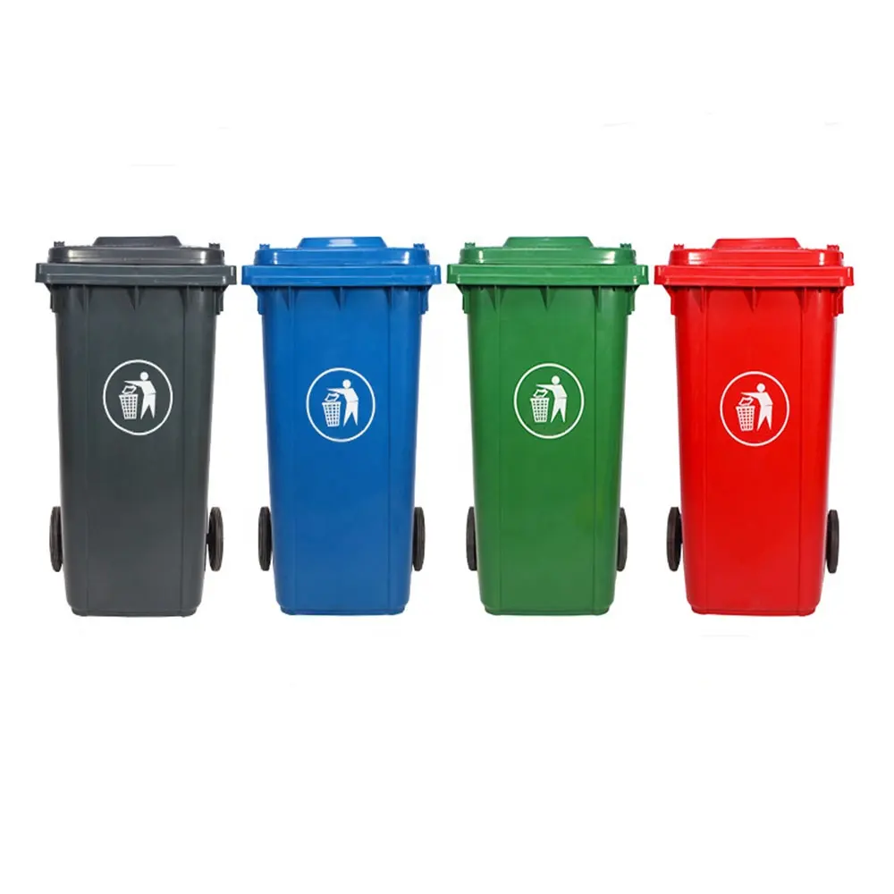 O-Cleaning 360Liter Outdoor Plastic Wheeled Garbage/Trash/Rubbish Can With Lid,Mobile Garbage/Trash Waste Collection Trolley Bin