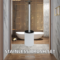Porte-brosse WC moderne en acier inoxydable blanc, résistant à la rouille, avec support sur pied et tasse métallique à long manche pour cuisine, chambre et hôtel