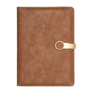 Carnet de notes en cuir texturé gris Aurelux avec fermeture à anneau doré gravé au laser pour la planification quotidienne professionnelle et les tâches de bureau - Product Image 4