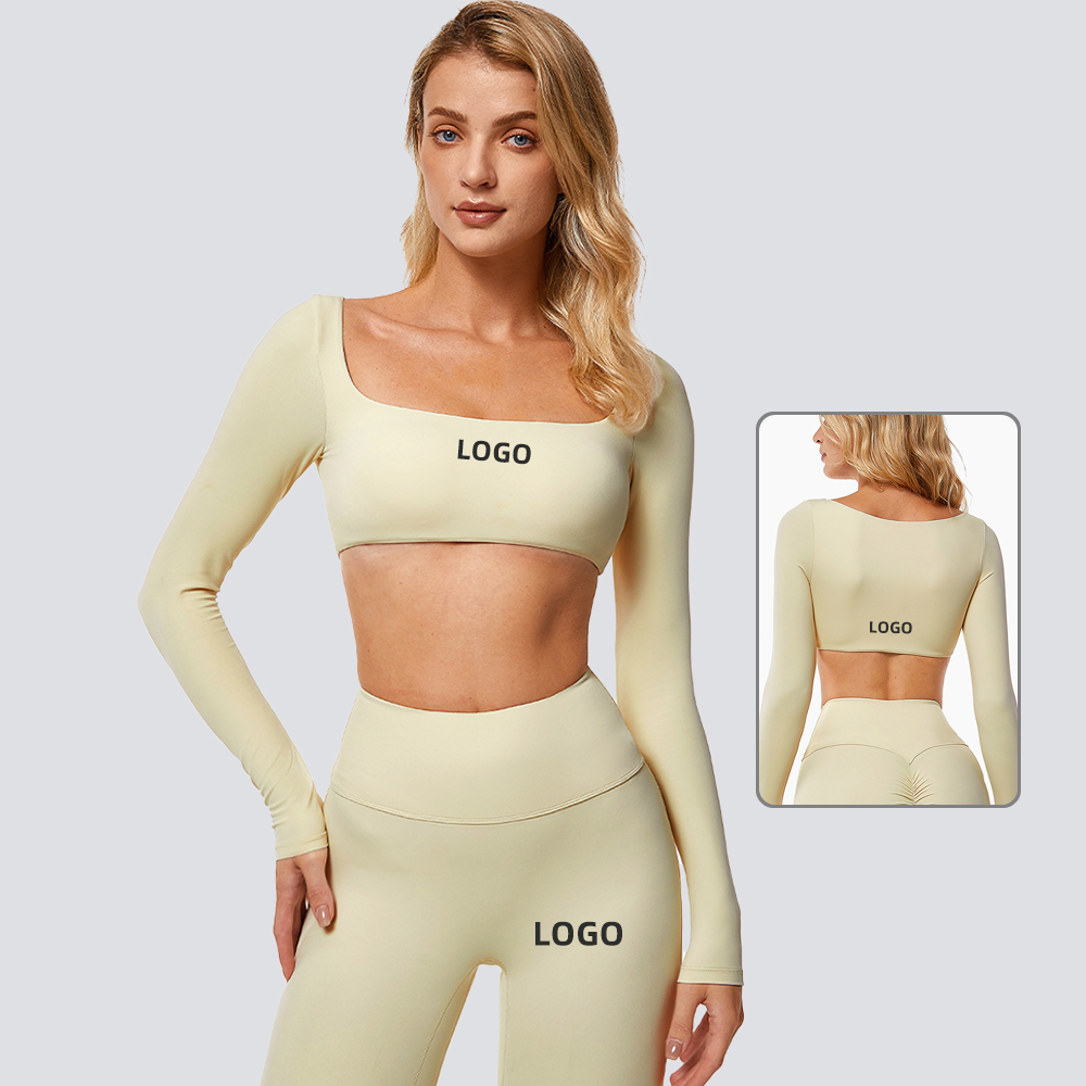 Custom Running Sexy Deportivo Workout Gym Feminino Fitness Yoga Long Sleeve Crop Top Femme 2023 Sports Bra For Women