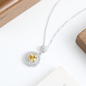 Collier pendentif halo en argent 925 fin, pierre naturelle ronde de 6 mm, résistant au ternissement, étanche, pour femmes - Product Image 5