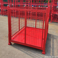 Cage de stockage industrielle robuste rouge, empilable, en treillis métallique, pliable, pour la manutention industrielle