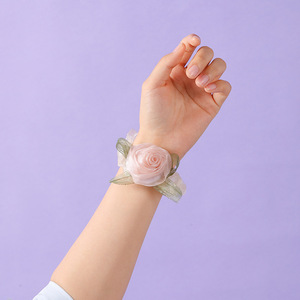 Korean Style Mesh Rose <b>Scrunchie</b> Hair Tie 8cm Diameter Handmade <b>Satin</b> Floral Hair Accessory For Daily Use - Product Image 3
