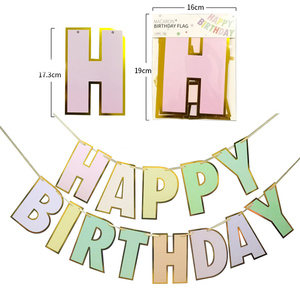Decorazione del partito Macaron Hanging Bunting Carta di <span class=keywords><strong>Buon</strong></span> <span class=keywords><strong>Compleanno</strong></span> Ghirlanda di Carta - Product Image 3