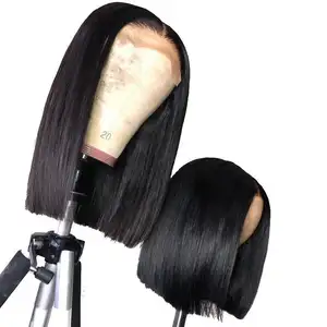 Factory Wholesale Price Natural Color Peruvian Hair Short Bob Lace Front Wigs For Black Women Virgin Human Hair Lace Front Wigs