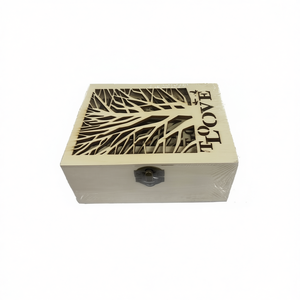 Caja de Joyería Moderna de Madera con Diseño de Árbol Tallado y Texto de Amor, Almacenamiento Decorativo para Sala de Estar o para Regalo - Product Image 2