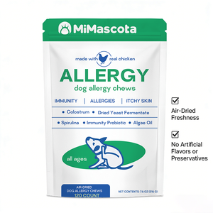 Friandises à mâcher séchées à l'air <span class=keywords><strong>pour</strong></span> chiens allergiques - 120 unités - Supplément naturel anti-démangeaisons avec <span class=keywords><strong>spiruline</strong></span> et huile d'algues <span class=keywords><strong>pour</strong></span> peaux irritées - Product Image 5