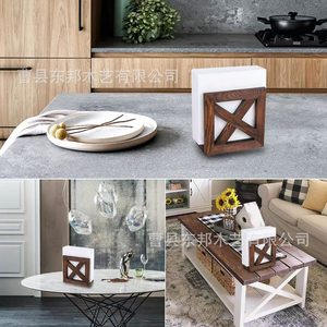 Wooden Napkin Holder Square Desktop Paper Towel Stand Handmade Modern Kitchen Storage Rack - Product Image 3