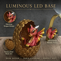 Ornement Oeuf De Dragon En Resine Cristal Avec Socle LED Lumineux Decoration Bureau Maison Figurine Cadeau