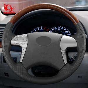 ที่หุ้มพวงมาลัยไม้แบบเย็บด้วยมือสำหรับรถยนต์ <span class=keywords><strong>Toyota</strong></span> HILUX Invincible Camry aurion <span class=keywords><strong>2010</strong></span> 2014 - Product Image 5