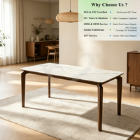 Table à manger de luxe moderne en bois massif avec plateau en pierre frittée, best-seller, pour salle à manger familiale, taille personnalisable