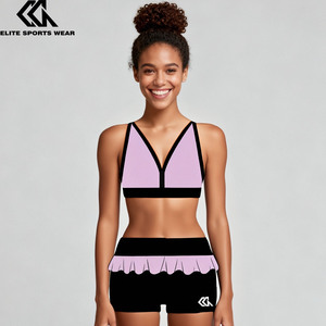 Màu hồng và màu đen thể thao áo ngực hàng đầu thể dục Đội Cổ Vũ thực hành mặc cổ vũ Crop Top và ngắn - Product Image 1
