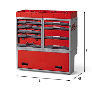 Armoire de rangement en plastique automobile 5006 D1 rouge avec tiroirs et portes pour usage en atelier - Product Image 2