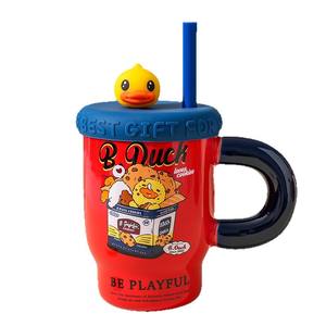 Zuo Mu Duck <b>Mug</b> <b>Ceramic</b> Cup With <b>Lid</b> And Straw Leak Proof Travel Coffee <b>Mug</b> For Gift Spring 2025 - Product Image 2