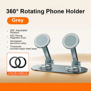 Magnetic Aluminum Alloy Dual Position 360 Rotating Adjustable Portable Foldable Desk <strong>Stand</strong> for <strong>iPhone</strong> iPad Smartphone - Product Image 4