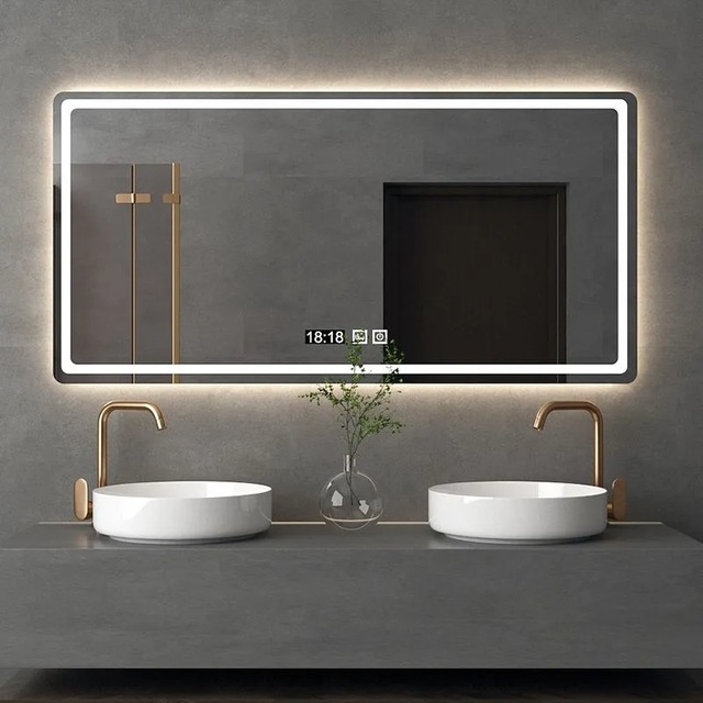 Modern Smart Mirrors Touch Switch Rectangle Smart Led Bathroom Mirror with Speaker Bath Wall Mirror