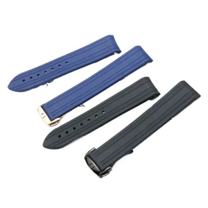 Bracelet en caoutchouc de luxe <span class=keywords><strong>bleu</strong></span> noir 20mm pour montre sea master fermoir déployant en or rose noir bracelet de montre en silicone incurvé - Product Image 2