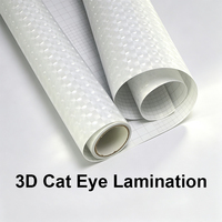Film de lamination à froid holographique 3D effet œil de chat brillant, film protecteur en PVC à effet visuel brillant pour affichage publicitaire intérieur