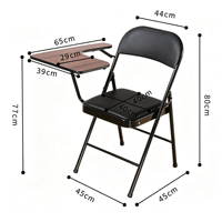 Chaise pliante de formation de haute qualité en métal pour l'école, le bureau et les conférences avec tablette d'écriture