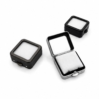 Boîte de présentation personnalisée en métal avec fermeture à pression pour pierres précieuses, fenêtre transparente, étui de rangement noir et argenté pour pierres précieuses