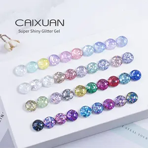 2020 Caixuan ซูเปอร์เงา Glitter เจล39สี OEM ฉลากส่วนตัวเงาราชินี Glitter ยูวีเจลโปแลนด์