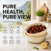 Cesta para lavar frutas y verduras con drenaje rápido y ahorro de espacio, negociable
