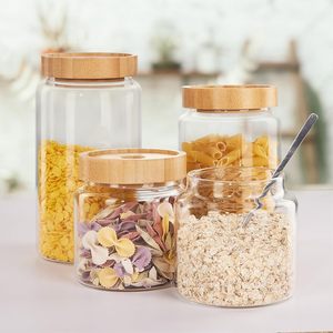 Pot à épices en verre de forme ronde 90 ml 120 ml 4 OZ, bouteille à épices en verre avec couvercle en bambou et en bois - Product Image 3