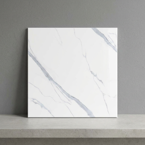 Arctic Imperial 600x600mm Polished Porcelain Tiles Carrara White Marble Look Glossy Interior Flooring - Product Image 5