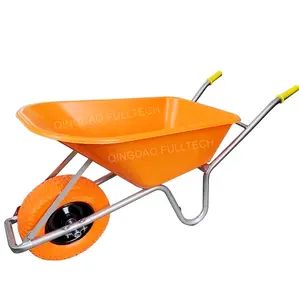 wheelbarrow 6 cu.ft Poly tray Bucket with PU Flat Free tire Knobby Tread never puncture rolled rim dump in Landscaping Altrad