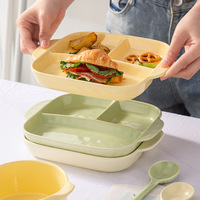 Assiette de service en céramique style Instagram, nouvelle conception à trois compartiments 211, plat divisé pour une alimentation saine, idéal pour les repas individuels